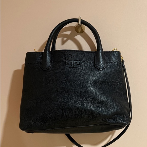 Tory Burch McGraw Triple Compartment satchel pebbled leather - Picture 3 of 7